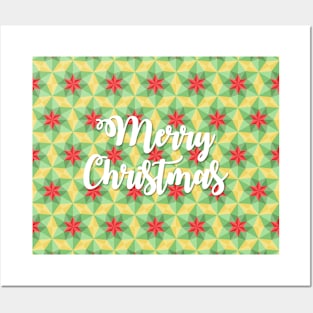 Christmas pattern with red stars Posters and Art